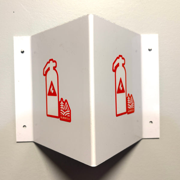 3-Way Projecting Wall Safety Sign: AED, Fire, First Aid Kit