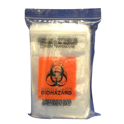 Biohazard Bags Zipper seal 6" x 9" (Pack of 100)