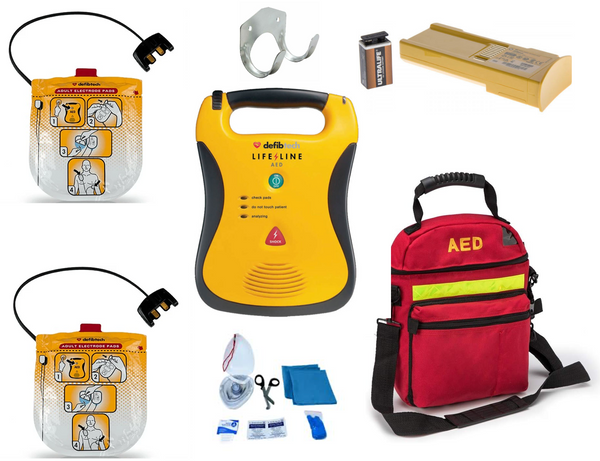 Defibtech Lifeline AED: +Bonus Carry Case, Wall Mount, Extra Pad Set, CPR Response Kit