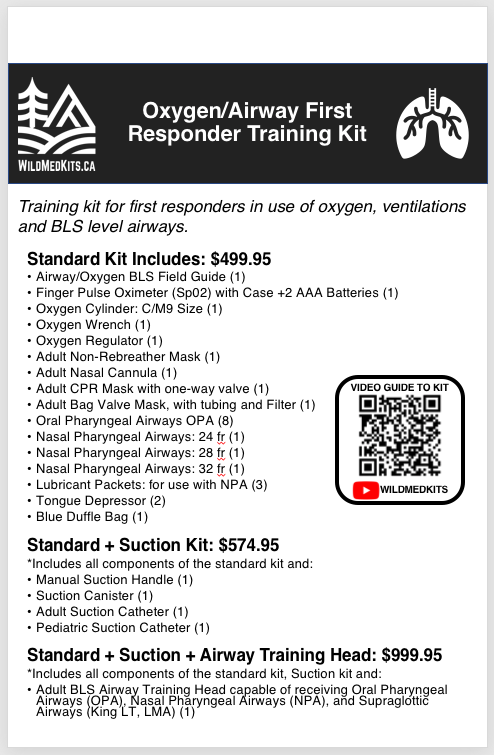 First Responder O2 Kit Oxygen/Airway First Responder Training Kit – wildmedkits