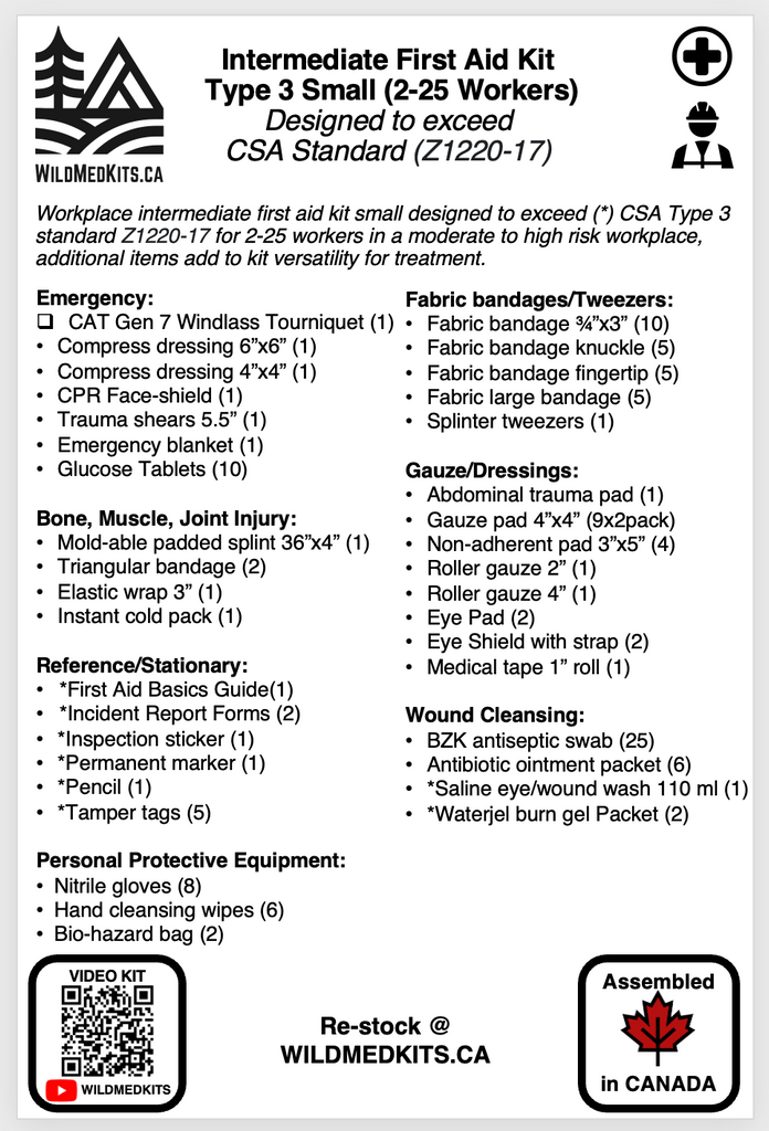 Intermediate First Aid Kit, Type 3: Designed to exceed CSA Standard (Z ...