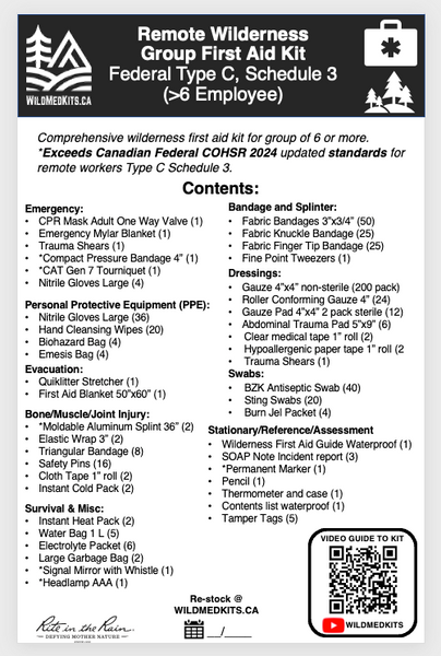 Wilderness Remote Group First Aid Kit: Exceeds Federal Type C, Schedule 3