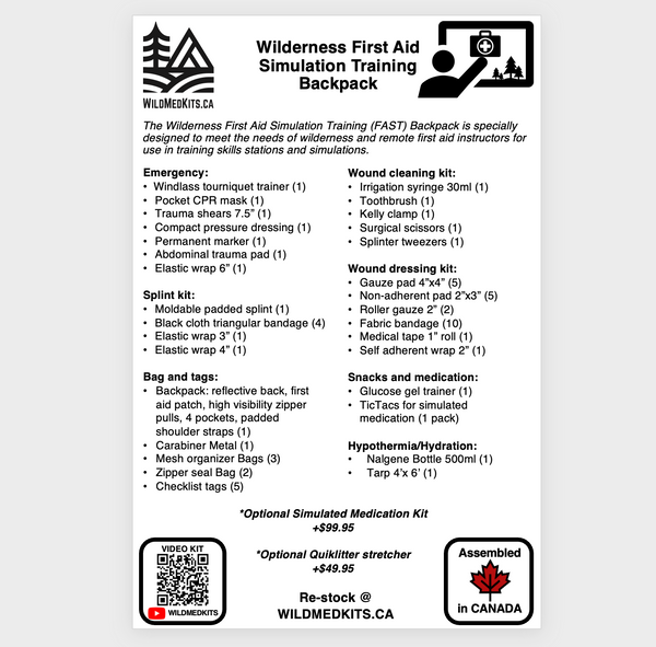 Wilderness First Aid Simulated Training Backpack