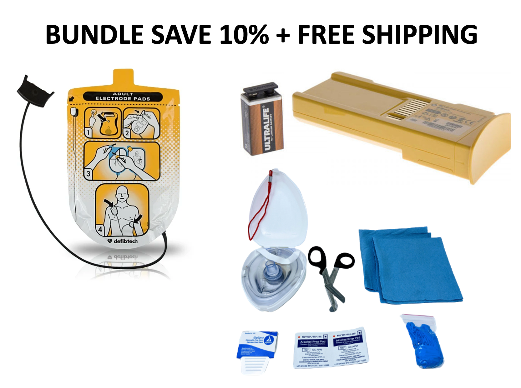 Replacement AED Battery and Adult Pad Pack: Defibtech Lifeline AED ...