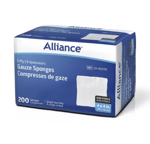 Gauze Pads 4"x4" Non-Sterile Bulk 200 Pack