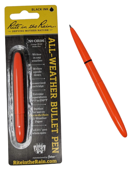 Metal Bullet Pen: Rite in the Rain (Orange)