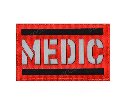 MEDIC reflective Velcro Patch: Red & White