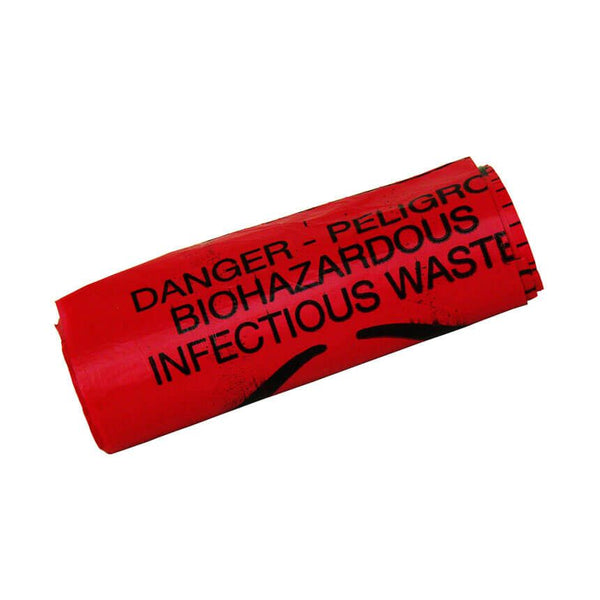 Biohazard Bags Red Large: Roll of 20